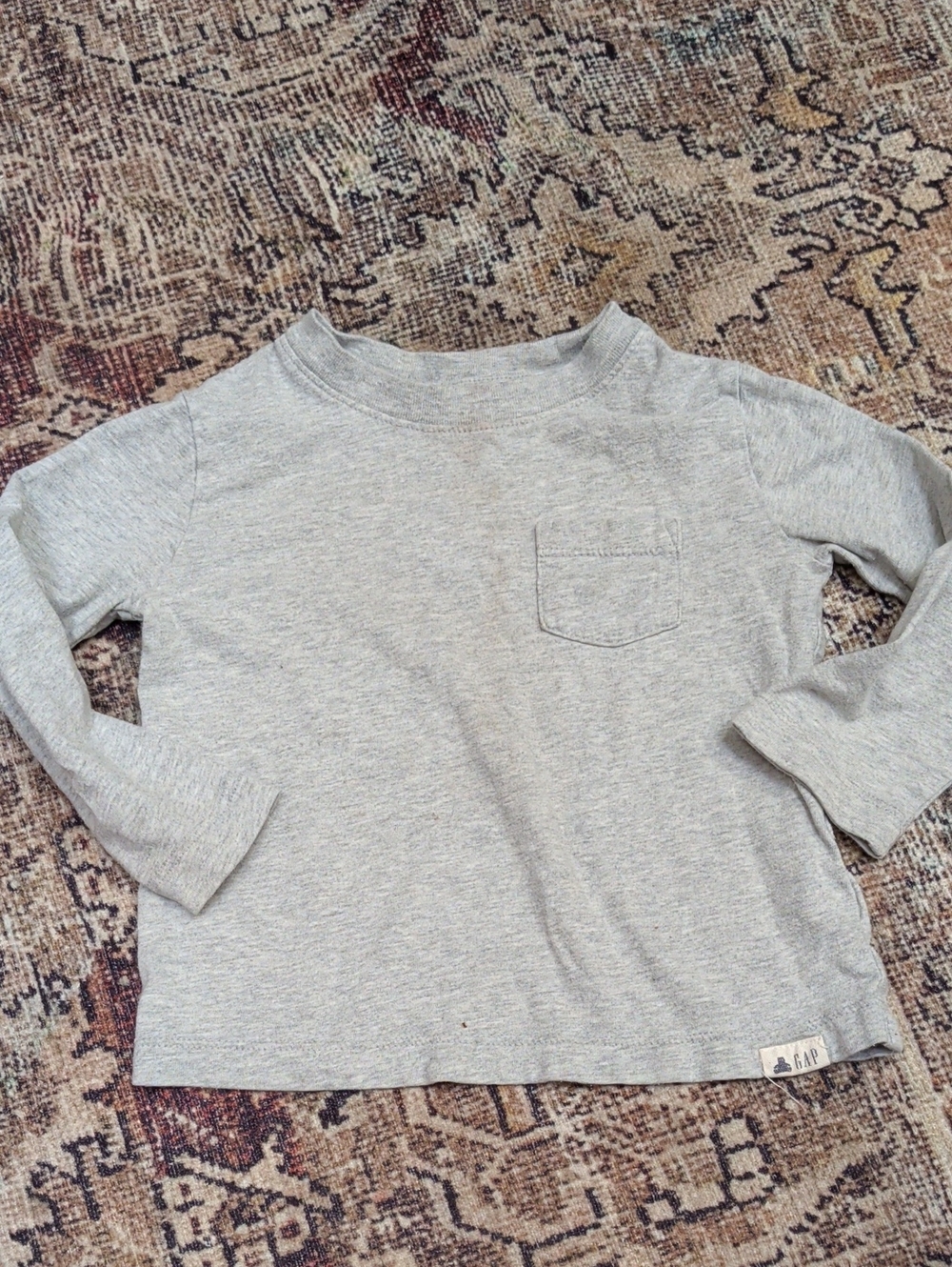 GAP Kids Heather Gray Long-Sleeve Pocket Tee